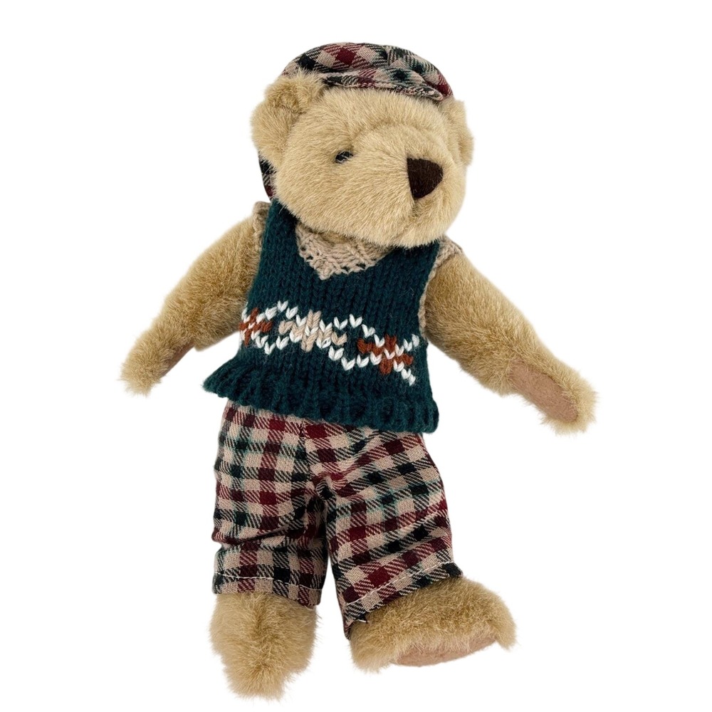 Teddy Bear Plush Dressed‎ Outfit Plaid Hat Sweater Holiday Christmas Decor